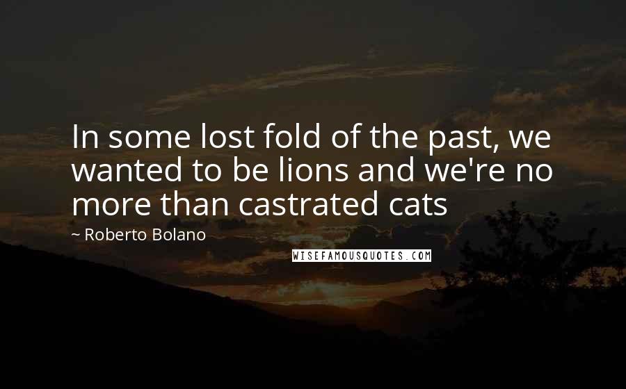Roberto Bolano Quotes: In some lost fold of the past, we wanted to be lions and we're no more than castrated cats