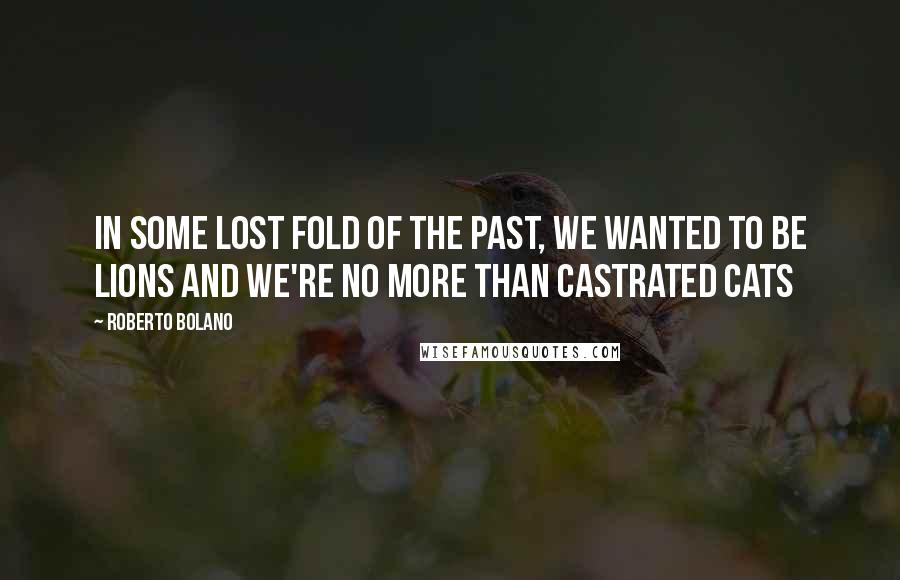 Roberto Bolano Quotes: In some lost fold of the past, we wanted to be lions and we're no more than castrated cats