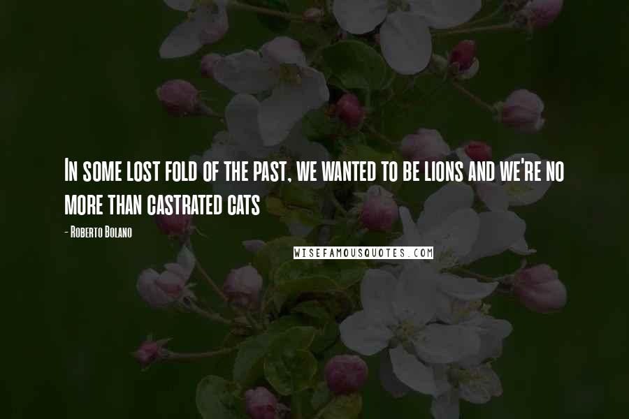 Roberto Bolano Quotes: In some lost fold of the past, we wanted to be lions and we're no more than castrated cats