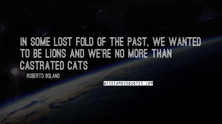 Roberto Bolano Quotes: In some lost fold of the past, we wanted to be lions and we're no more than castrated cats