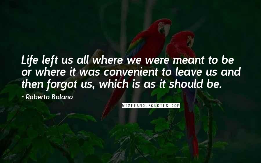 Roberto Bolano Quotes: Life left us all where we were meant to be or where it was convenient to leave us and then forgot us, which is as it should be.