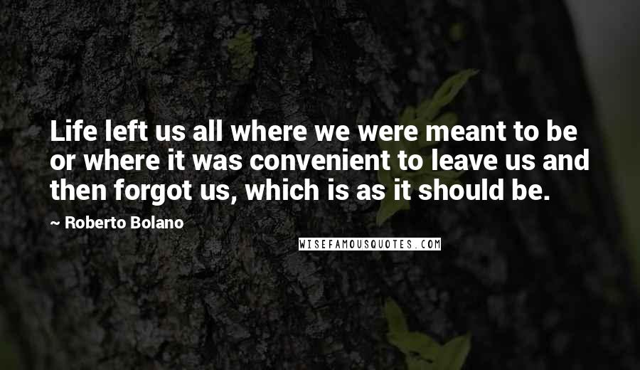 Roberto Bolano Quotes: Life left us all where we were meant to be or where it was convenient to leave us and then forgot us, which is as it should be.