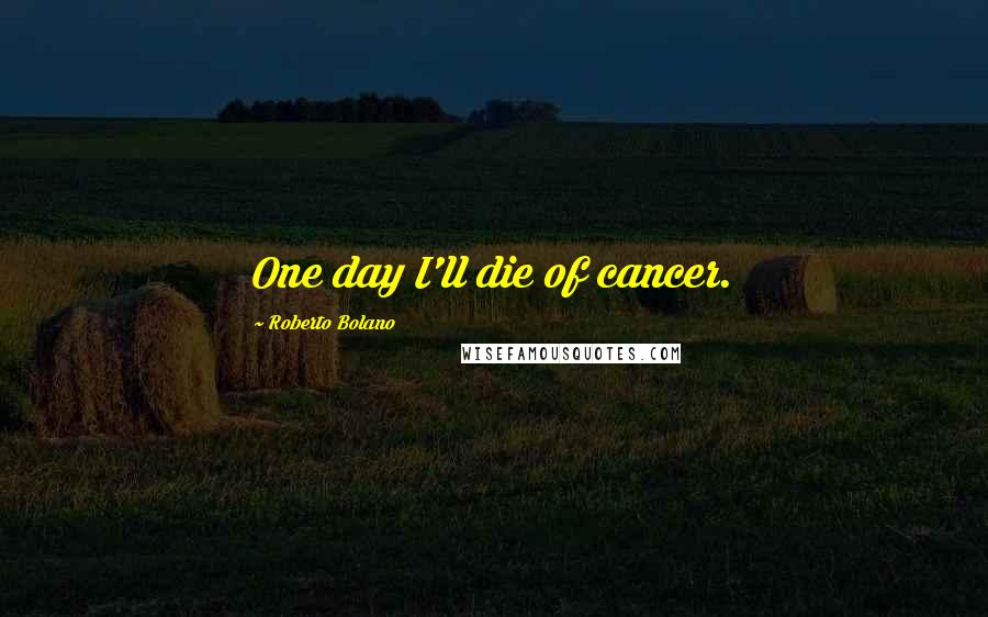 Roberto Bolano Quotes: One day I'll die of cancer.