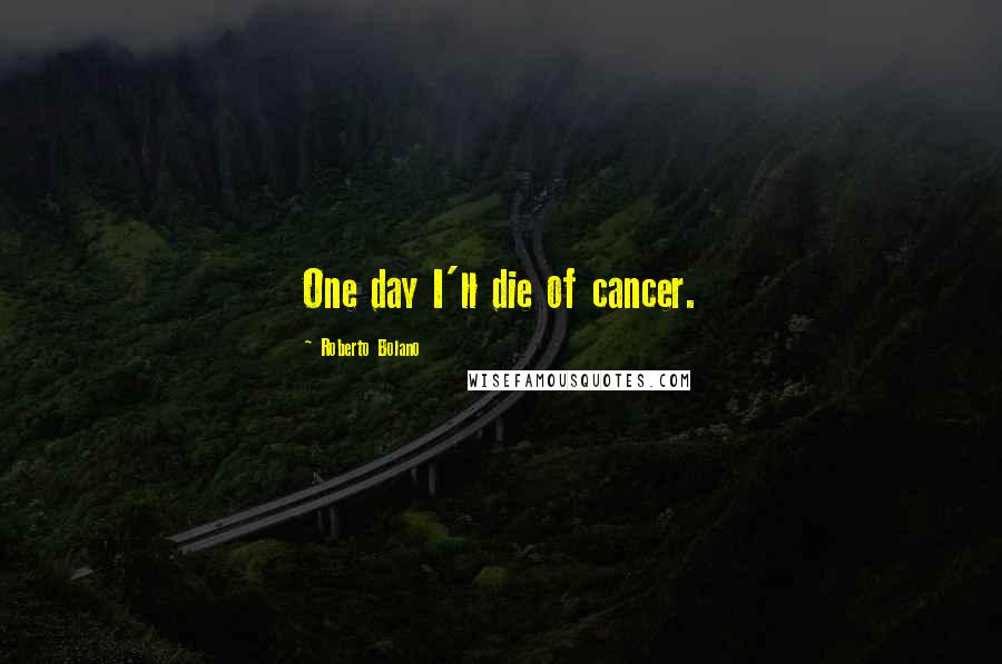 Roberto Bolano Quotes: One day I'll die of cancer.