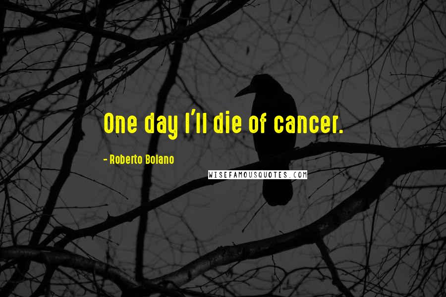 Roberto Bolano Quotes: One day I'll die of cancer.