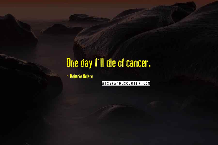 Roberto Bolano Quotes: One day I'll die of cancer.