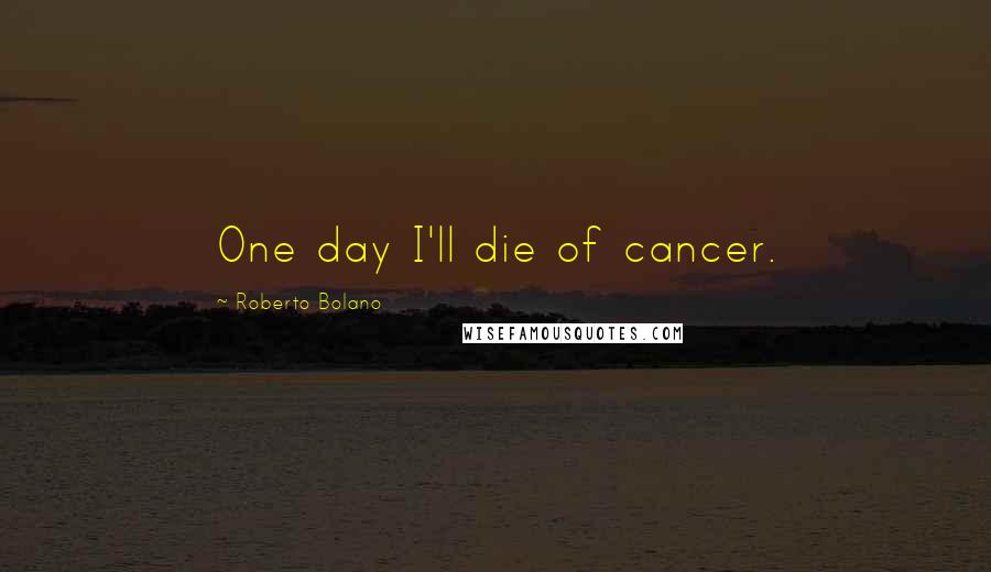 Roberto Bolano Quotes: One day I'll die of cancer.