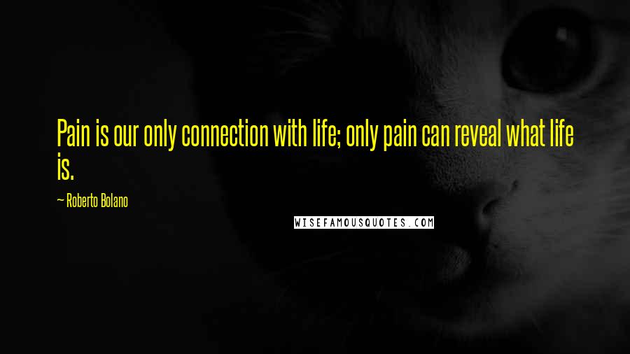 Roberto Bolano Quotes: Pain is our only connection with life; only pain can reveal what life is.