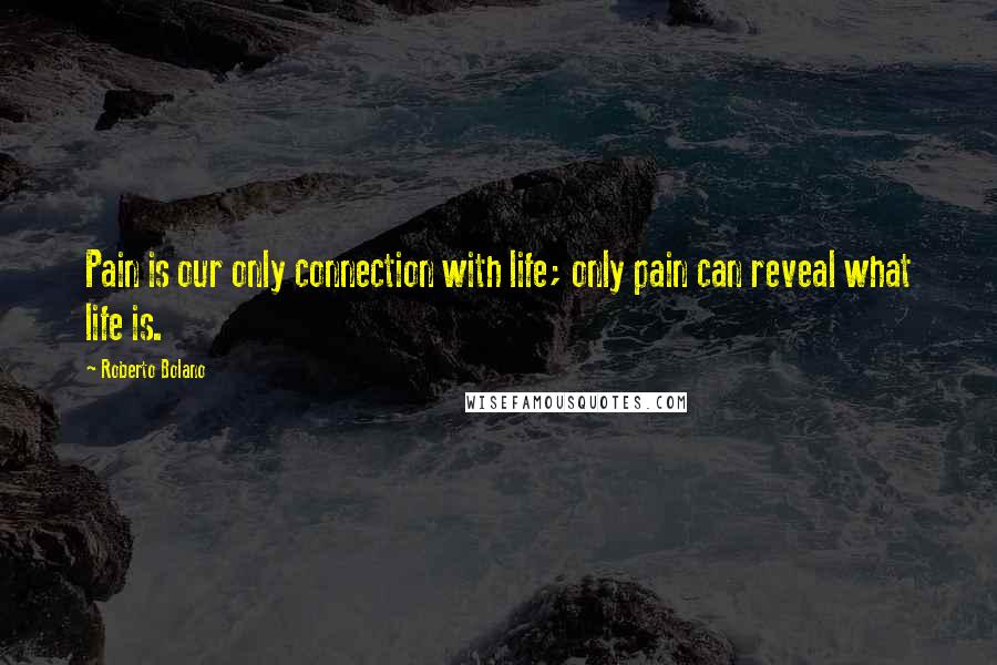 Roberto Bolano Quotes: Pain is our only connection with life; only pain can reveal what life is.