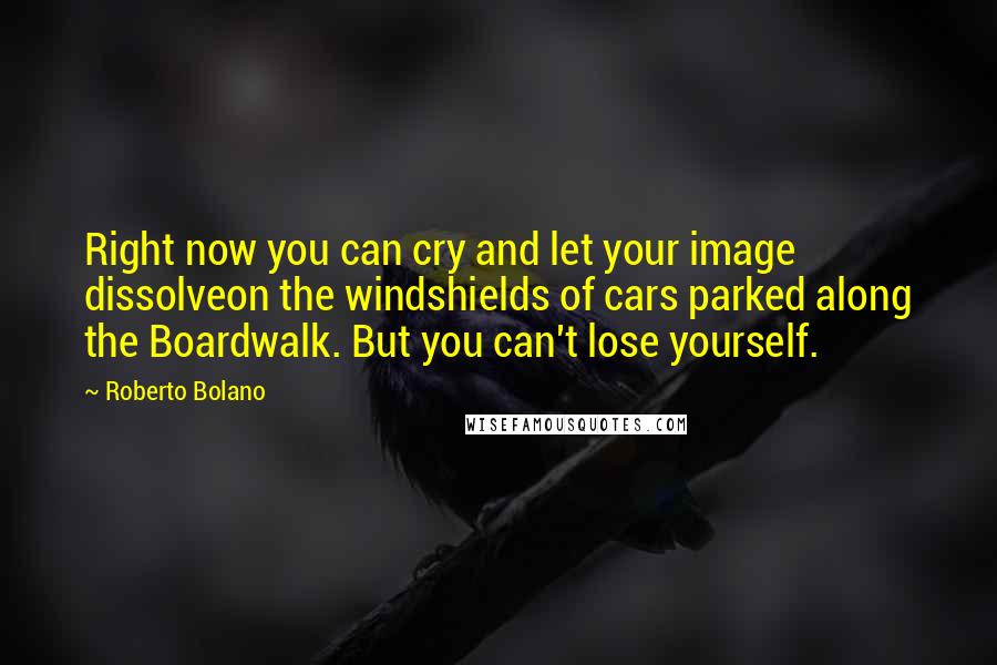 Roberto Bolano Quotes: Right now you can cry and let your image dissolveon the windshields of cars parked along the Boardwalk. But you can't lose yourself.