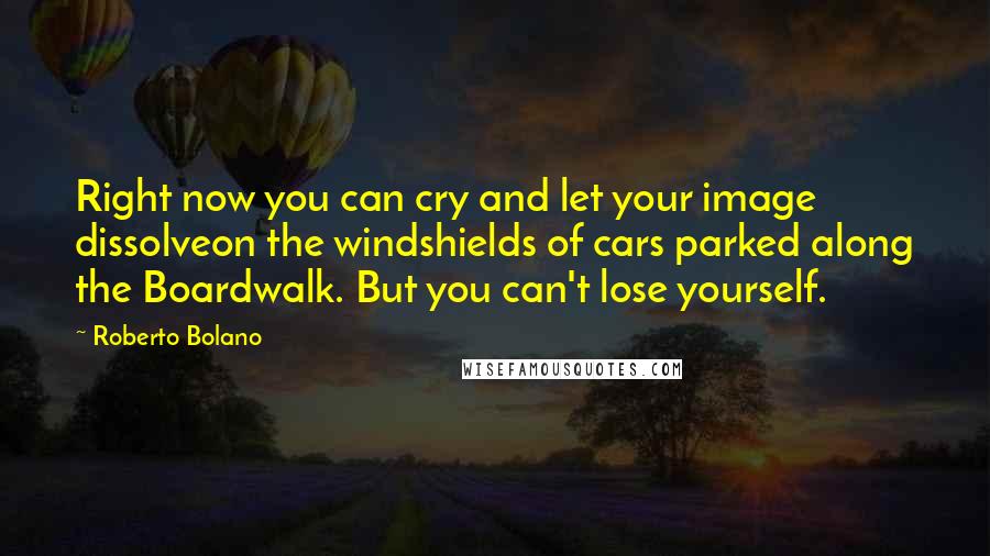 Roberto Bolano Quotes: Right now you can cry and let your image dissolveon the windshields of cars parked along the Boardwalk. But you can't lose yourself.