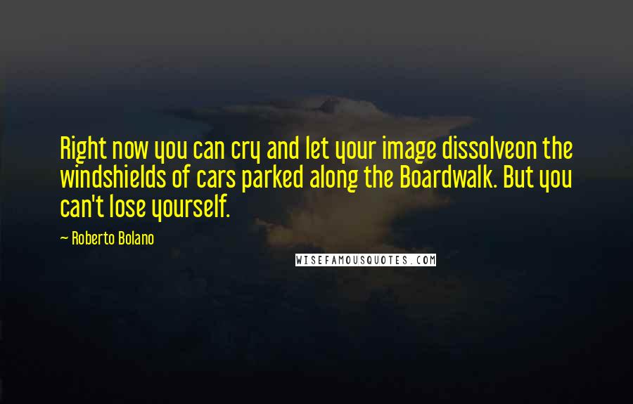 Roberto Bolano Quotes: Right now you can cry and let your image dissolveon the windshields of cars parked along the Boardwalk. But you can't lose yourself.