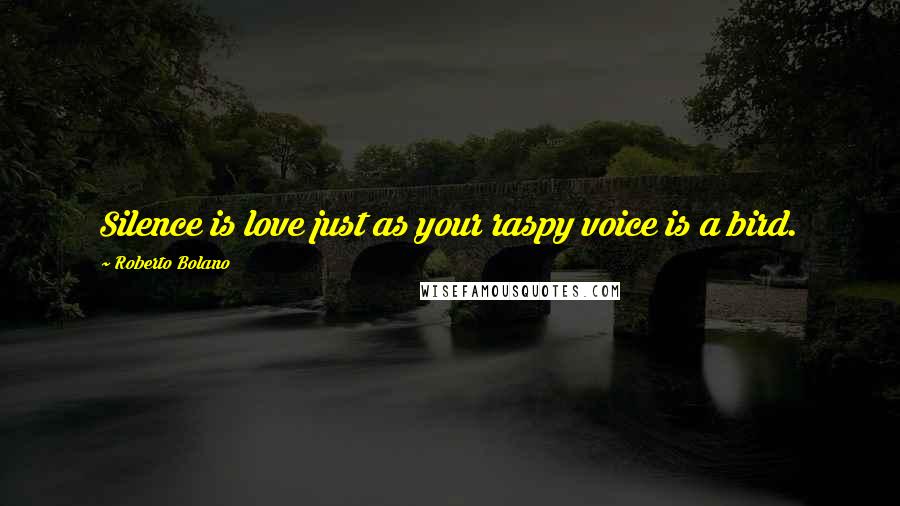 Roberto Bolano Quotes: Silence is love just as your raspy voice is a bird.