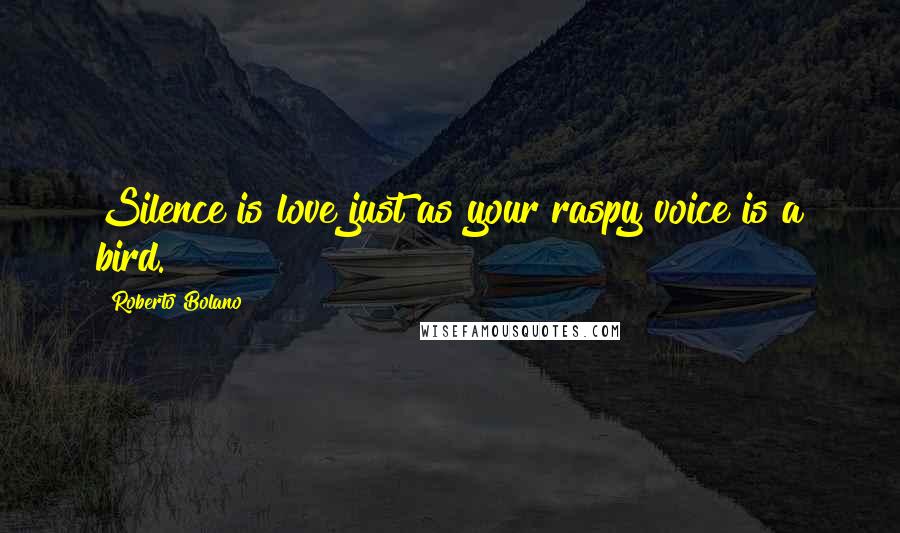 Roberto Bolano Quotes: Silence is love just as your raspy voice is a bird.