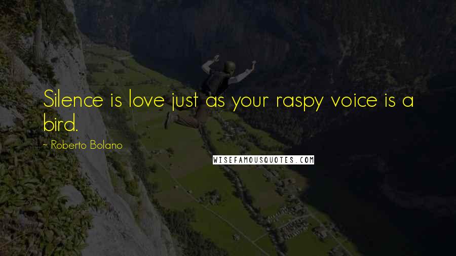 Roberto Bolano Quotes: Silence is love just as your raspy voice is a bird.