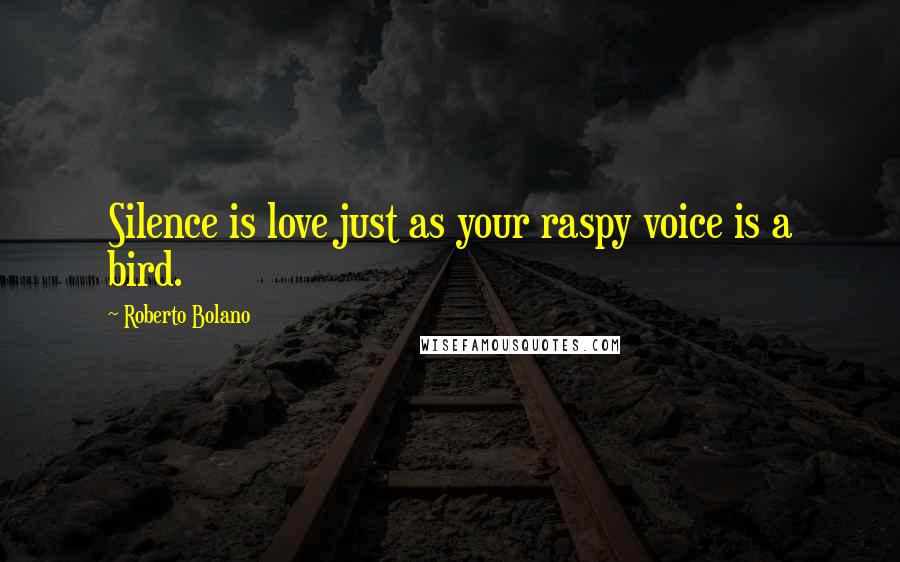 Roberto Bolano Quotes: Silence is love just as your raspy voice is a bird.