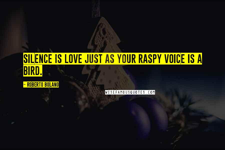 Roberto Bolano Quotes: Silence is love just as your raspy voice is a bird.