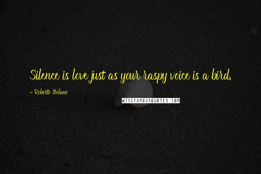 Roberto Bolano Quotes: Silence is love just as your raspy voice is a bird.