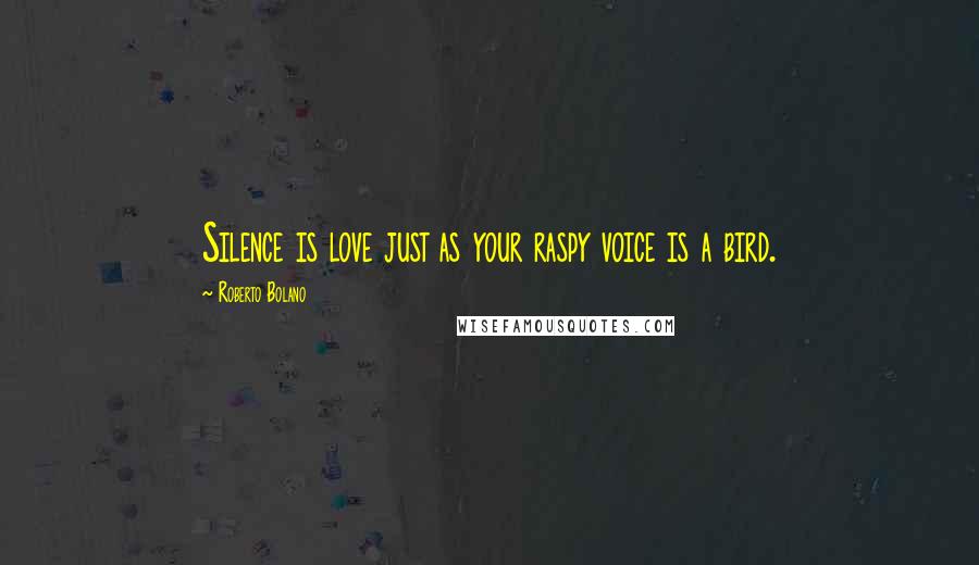 Roberto Bolano Quotes: Silence is love just as your raspy voice is a bird.