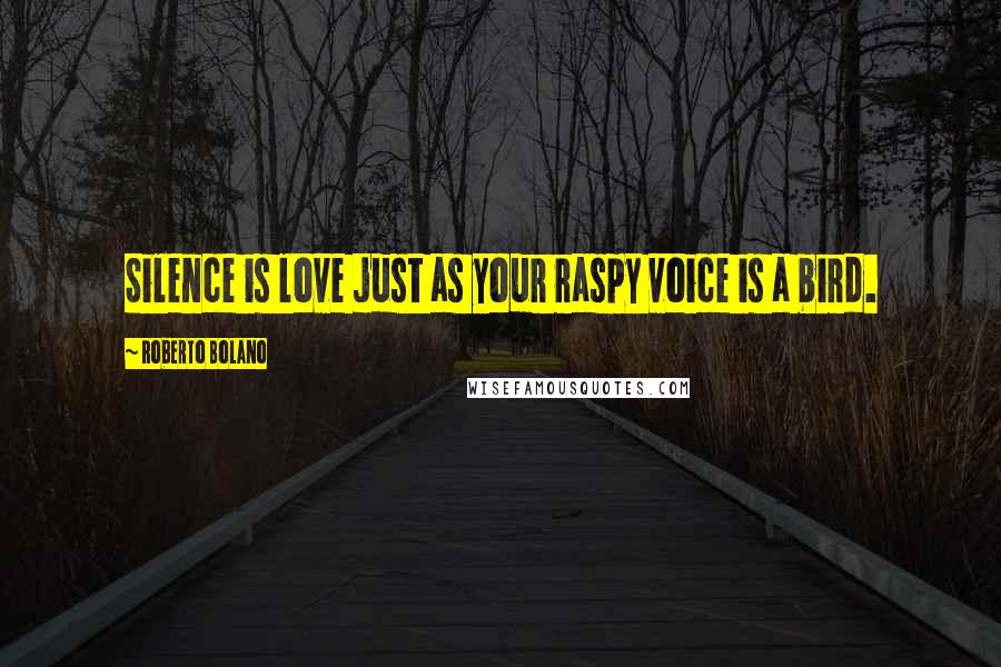 Roberto Bolano Quotes: Silence is love just as your raspy voice is a bird.