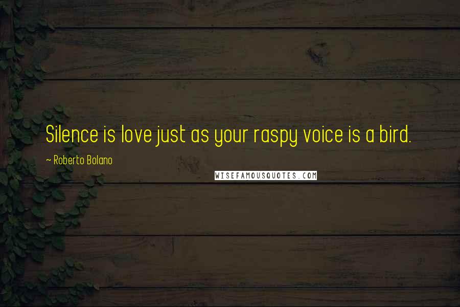 Roberto Bolano Quotes: Silence is love just as your raspy voice is a bird.