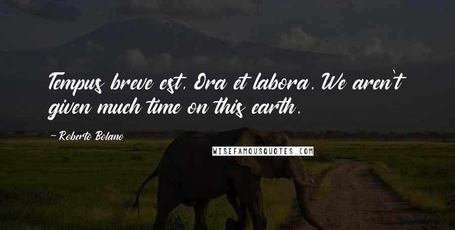 Roberto Bolano Quotes: Tempus breve est, Ora et labora. We aren't given much time on this earth.