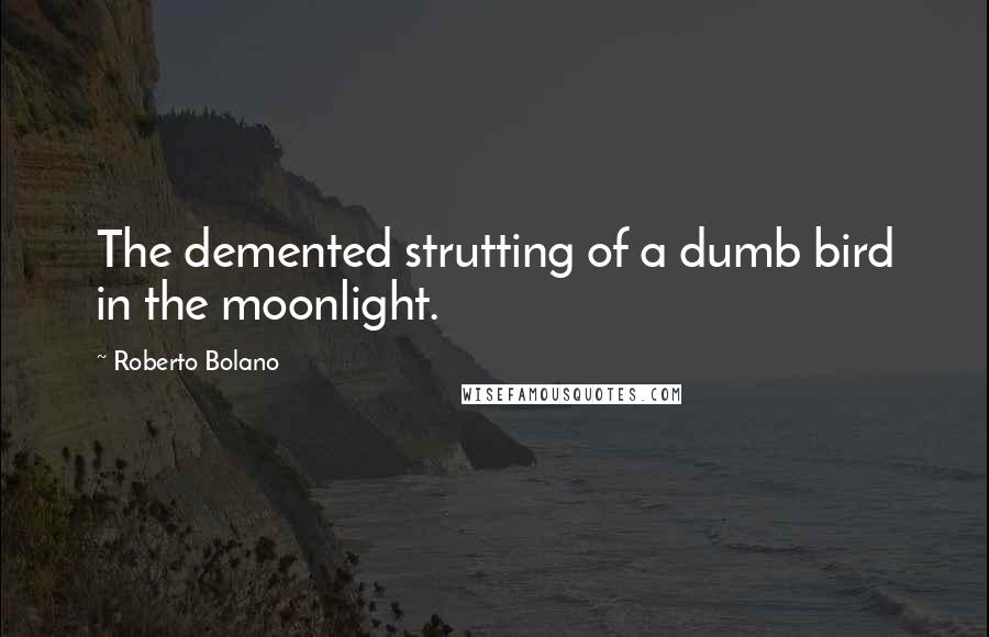 Roberto Bolano Quotes: The demented strutting of a dumb bird in the moonlight.