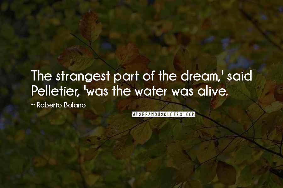 Roberto Bolano Quotes: The strangest part of the dream,' said Pelletier, 'was the water was alive.