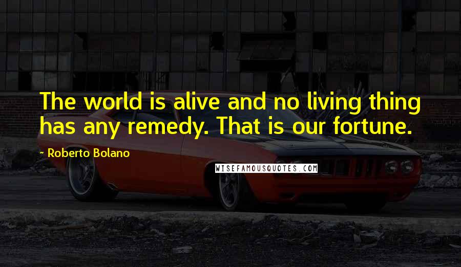 Roberto Bolano Quotes: The world is alive and no living thing has any remedy. That is our fortune.