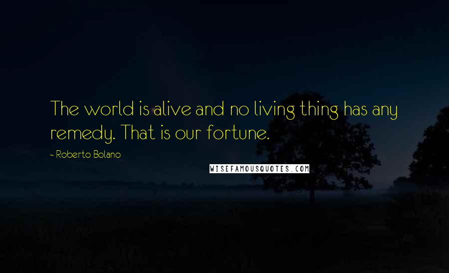 Roberto Bolano Quotes: The world is alive and no living thing has any remedy. That is our fortune.