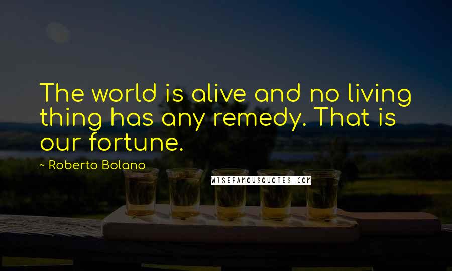 Roberto Bolano Quotes: The world is alive and no living thing has any remedy. That is our fortune.