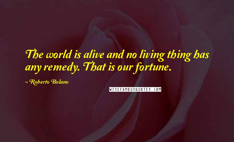 Roberto Bolano Quotes: The world is alive and no living thing has any remedy. That is our fortune.