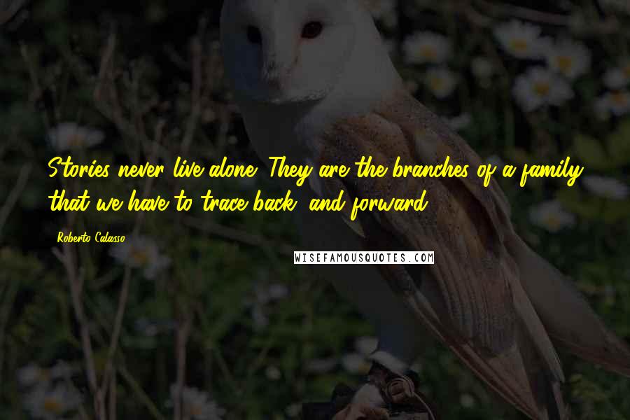 Roberto Calasso Quotes: Stories never live alone; They are the branches of a family that we have to trace back, and forward.