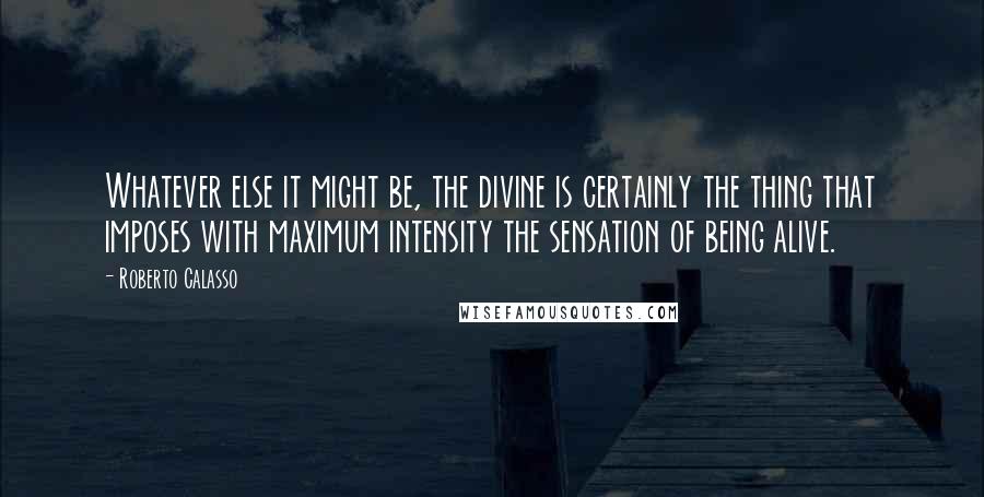 Roberto Calasso Quotes: Whatever else it might be, the divine is certainly the thing that imposes with maximum intensity the sensation of being alive.