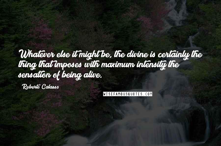 Roberto Calasso Quotes: Whatever else it might be, the divine is certainly the thing that imposes with maximum intensity the sensation of being alive.