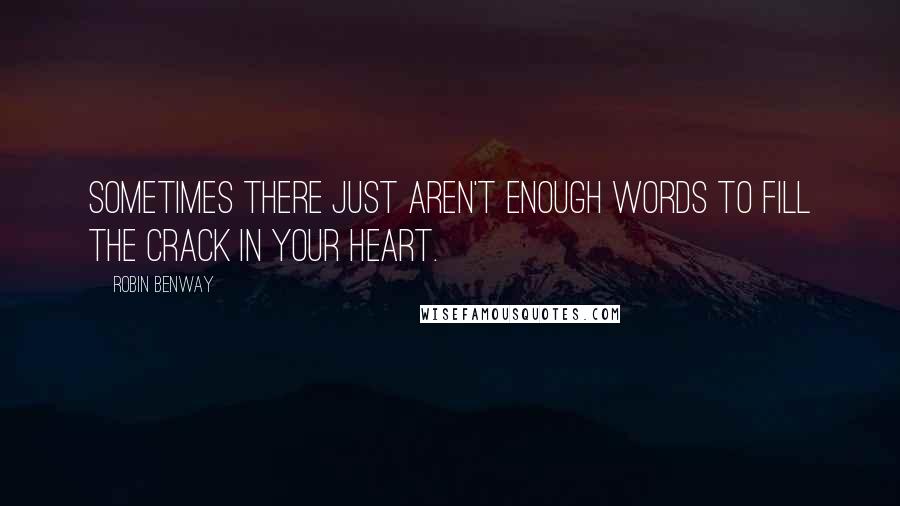 Robin Benway Quotes: Sometimes there just aren't enough words to fill the crack in your heart.