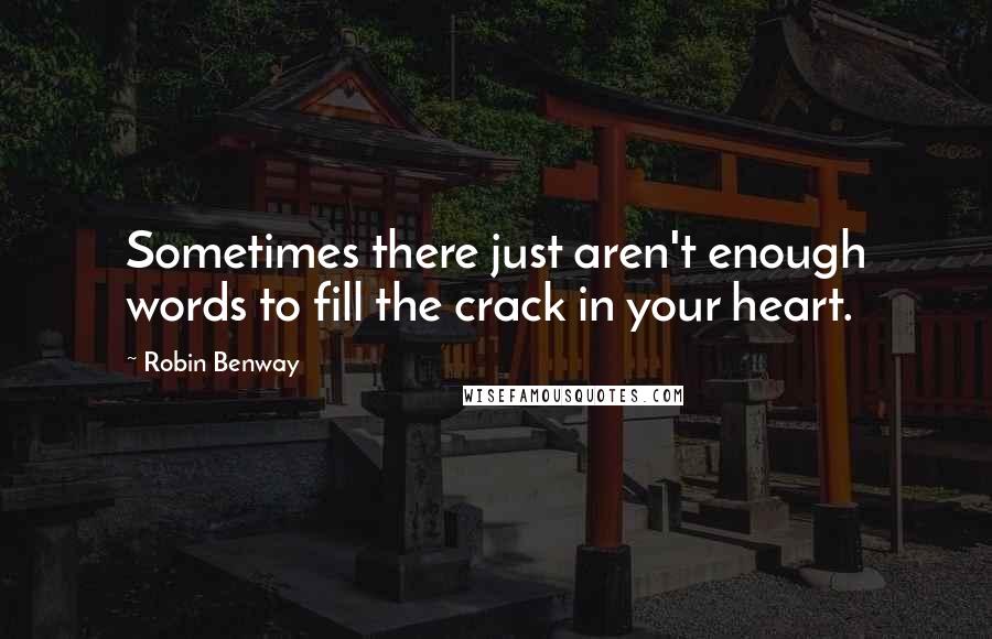 Robin Benway Quotes: Sometimes there just aren't enough words to fill the crack in your heart.