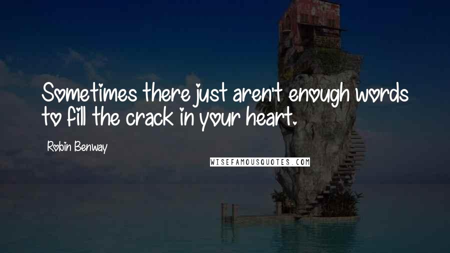 Robin Benway Quotes: Sometimes there just aren't enough words to fill the crack in your heart.