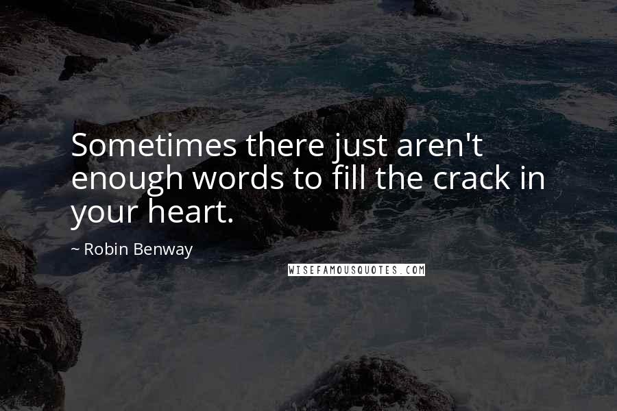 Robin Benway Quotes: Sometimes there just aren't enough words to fill the crack in your heart.