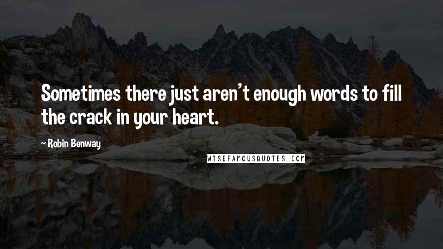 Robin Benway Quotes: Sometimes there just aren't enough words to fill the crack in your heart.