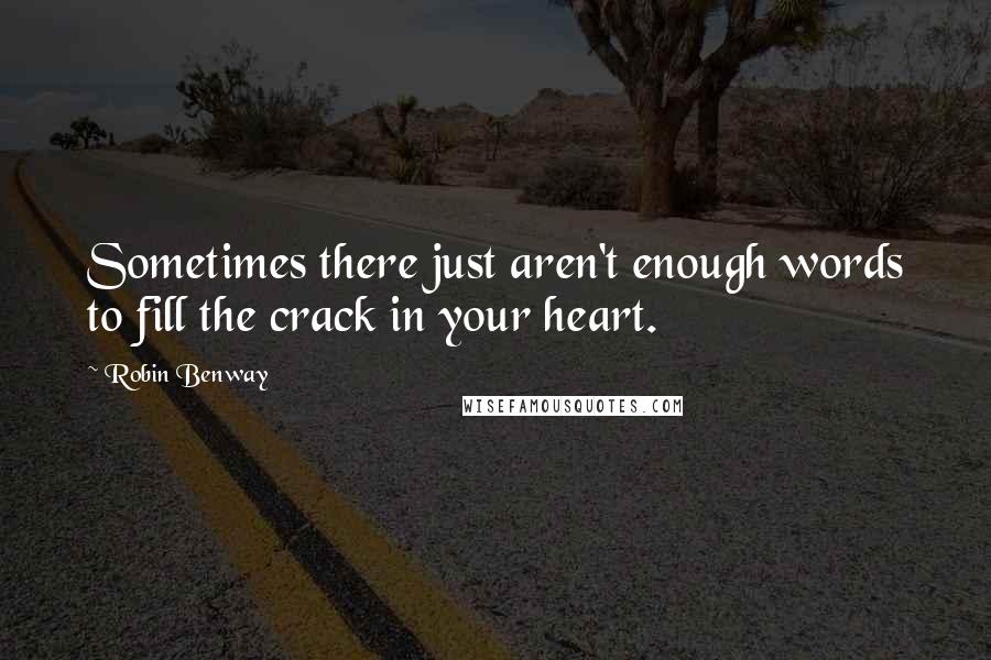 Robin Benway Quotes: Sometimes there just aren't enough words to fill the crack in your heart.