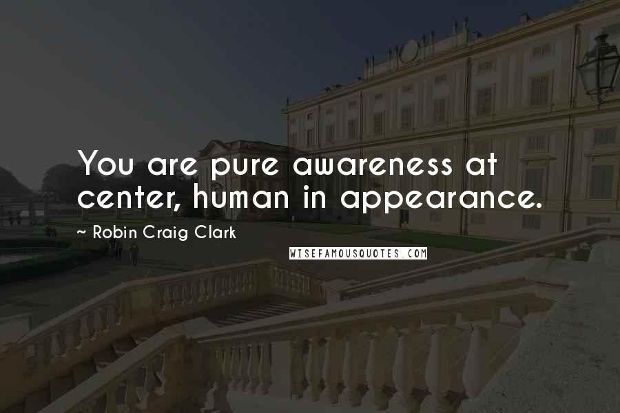 Robin Craig Clark Quotes: You are pure awareness at center, human in appearance.