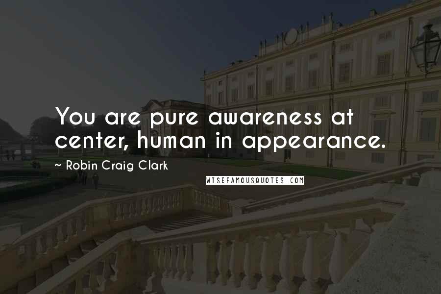 Robin Craig Clark Quotes: You are pure awareness at center, human in appearance.