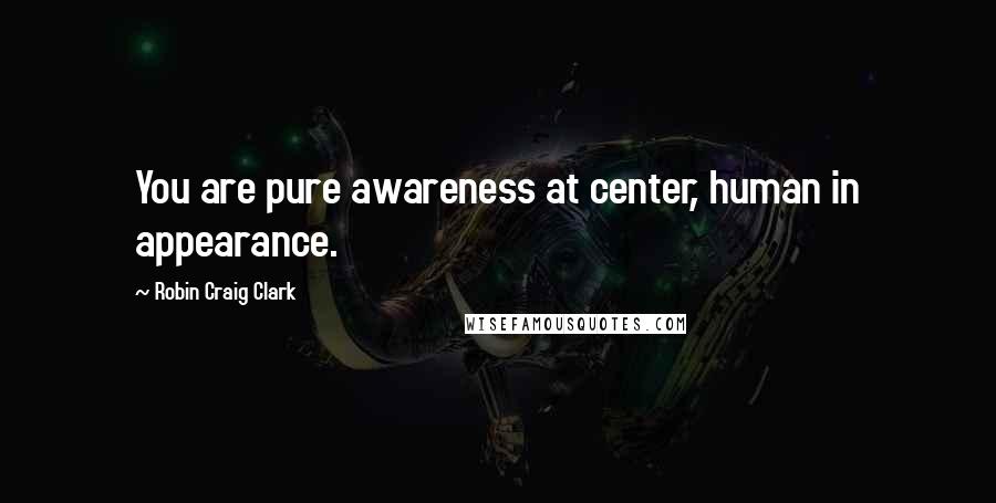 Robin Craig Clark Quotes: You are pure awareness at center, human in appearance.