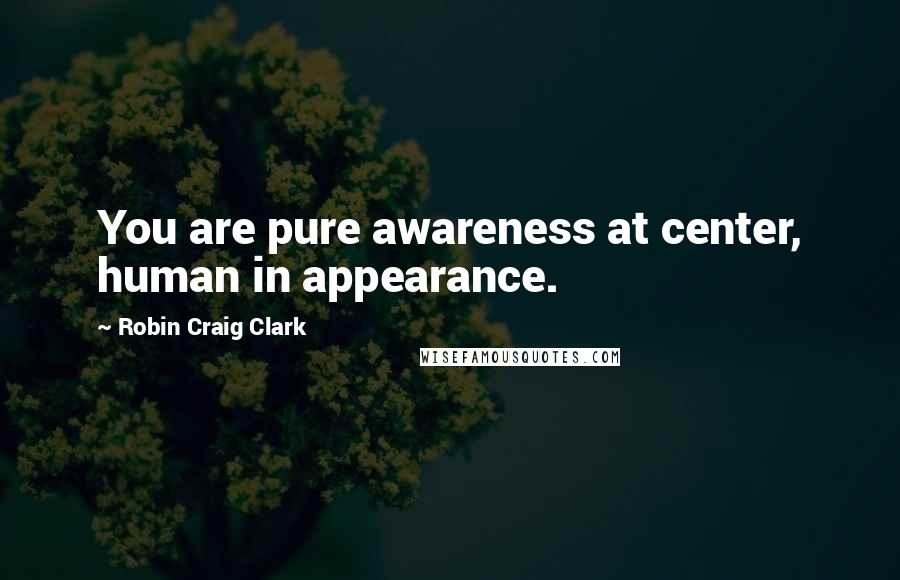 Robin Craig Clark Quotes: You are pure awareness at center, human in appearance.