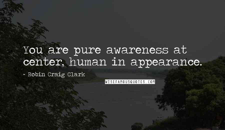 Robin Craig Clark Quotes: You are pure awareness at center, human in appearance.