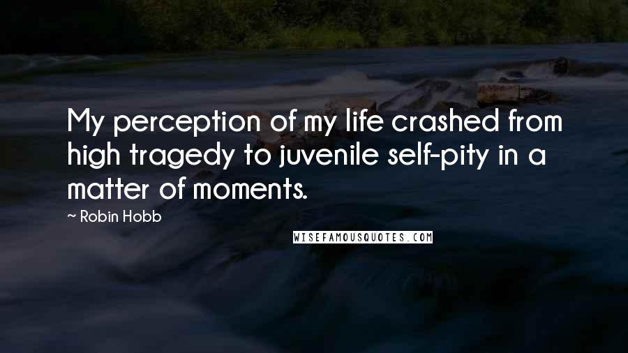 Robin Hobb Quotes: My perception of my life crashed from high tragedy to juvenile self-pity in a matter of moments.