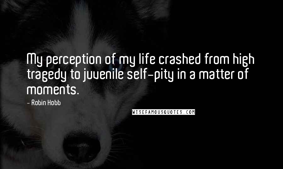 Robin Hobb Quotes: My perception of my life crashed from high tragedy to juvenile self-pity in a matter of moments.