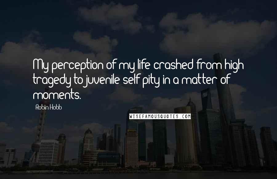 Robin Hobb Quotes: My perception of my life crashed from high tragedy to juvenile self-pity in a matter of moments.