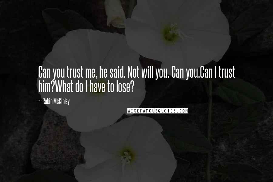 Robin McKinley Quotes: Can you trust me, he said. Not will you. Can you.Can I trust him?What do I have to lose?